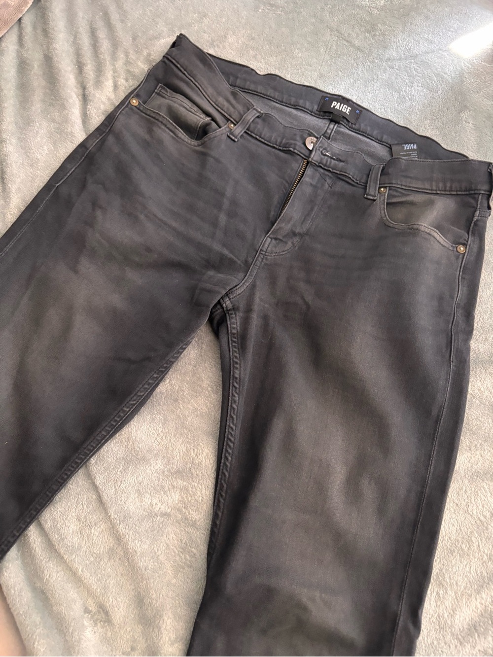 PAIGE Men's Charcoal Black Jeans - Slim Straight